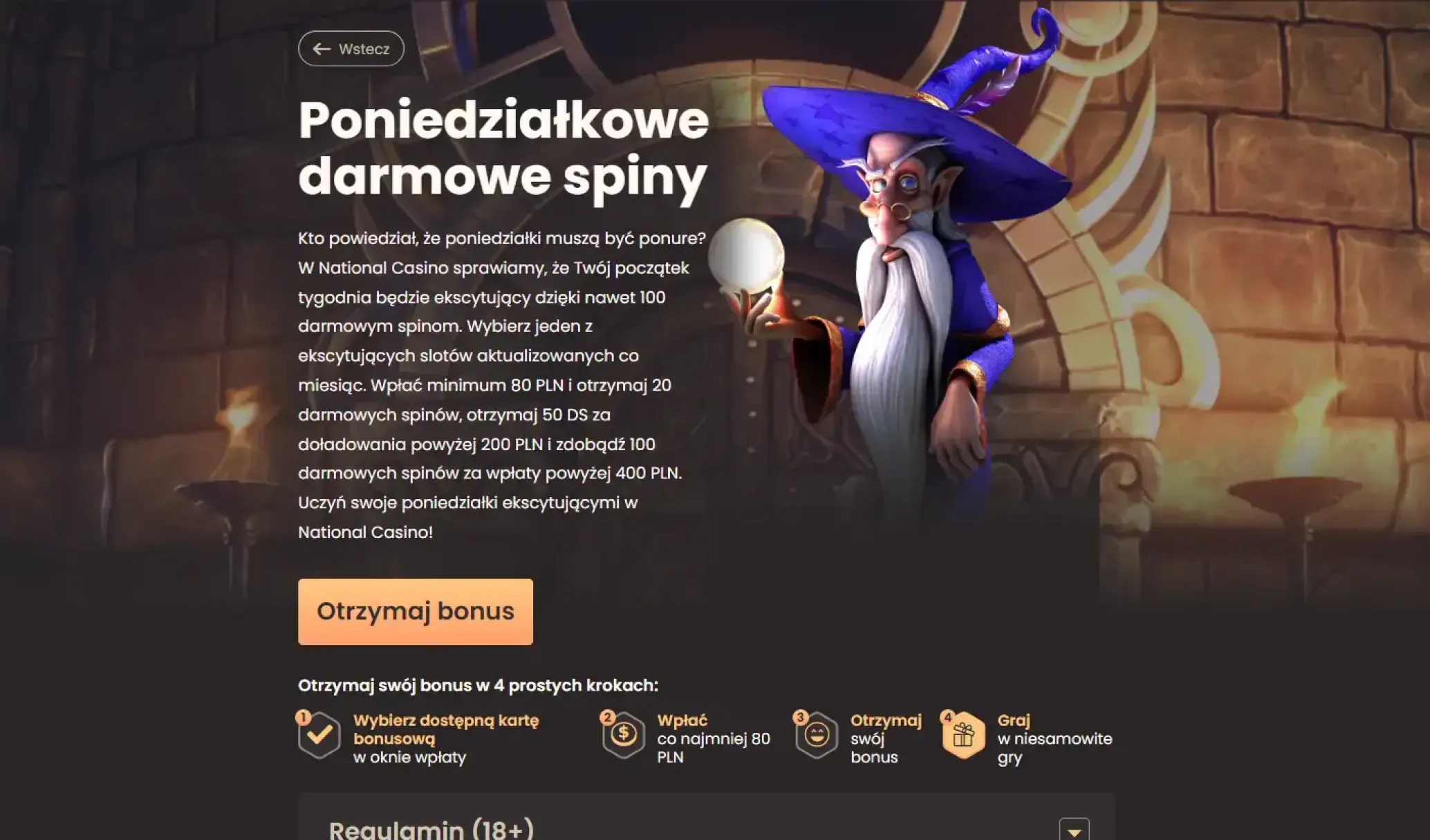 Poniedziałkowe darmowe spiny w National Casino
