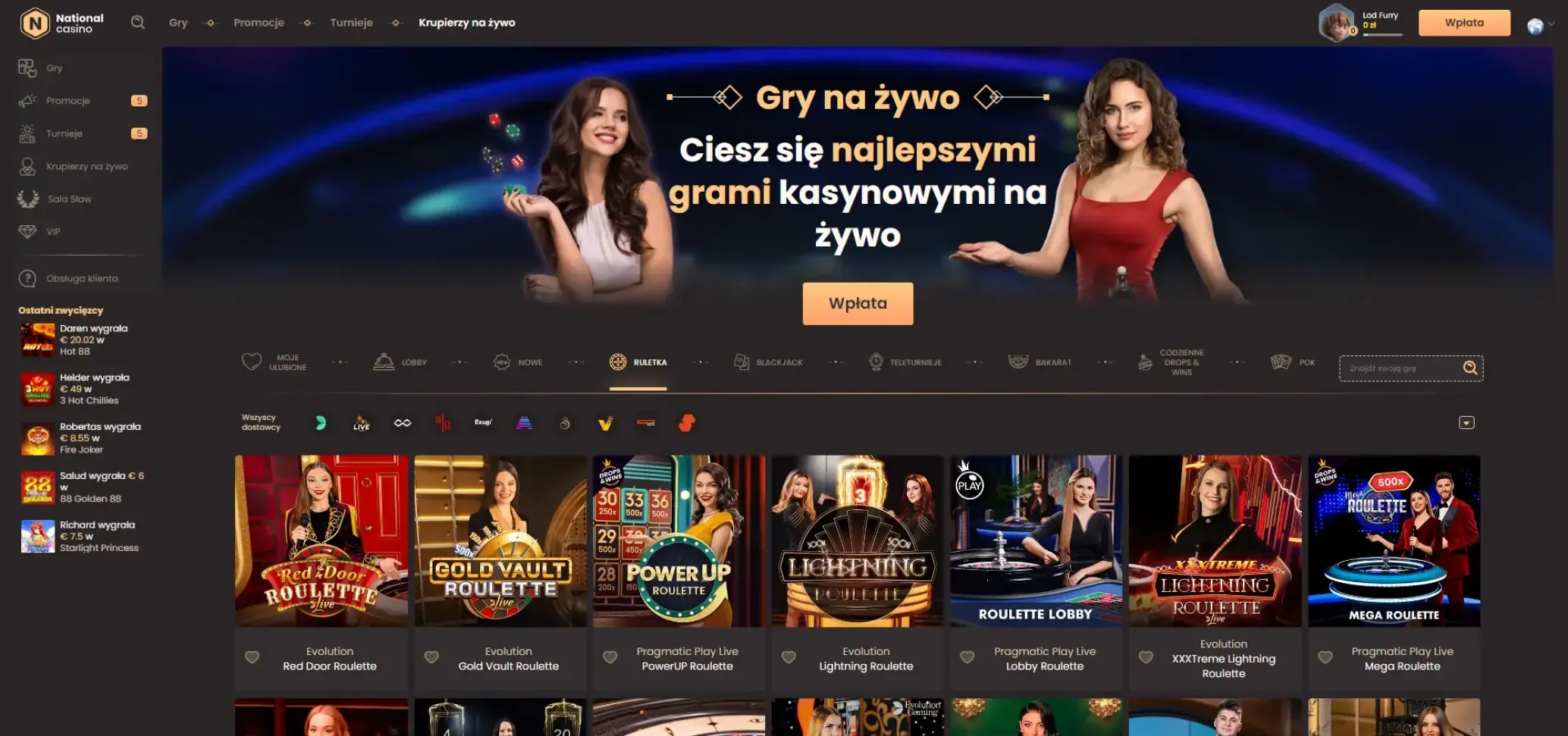 National Casino pl: rozgrywki ruletki