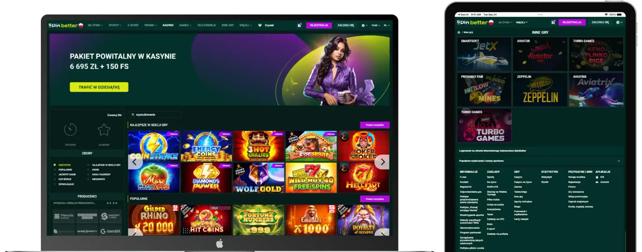 Oferta gier w kasynie SpinBetter