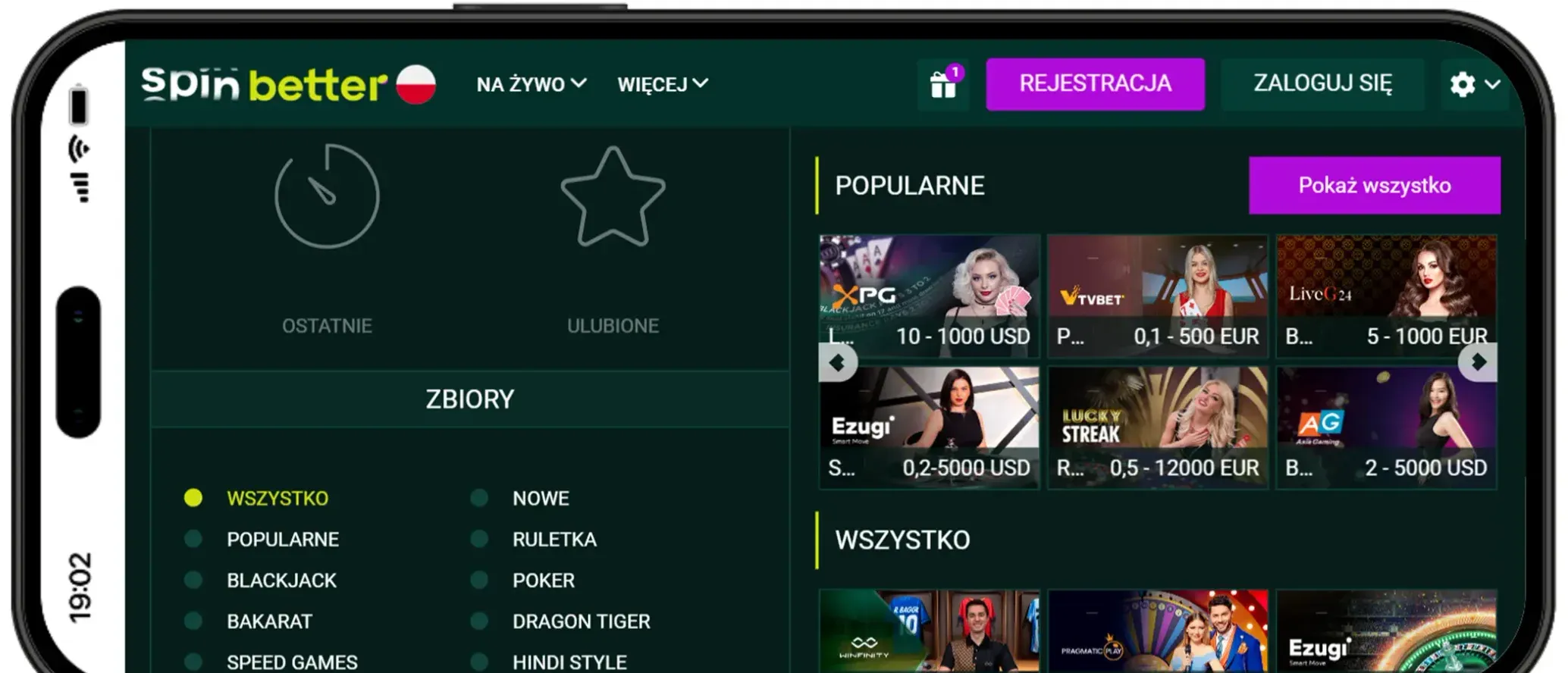 Gry kasyna na żywo